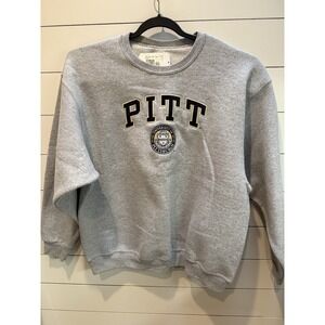 PITT Pittsburgh University Crewneck Thick Sweatshirt Gray Collegiate Size XL NEW